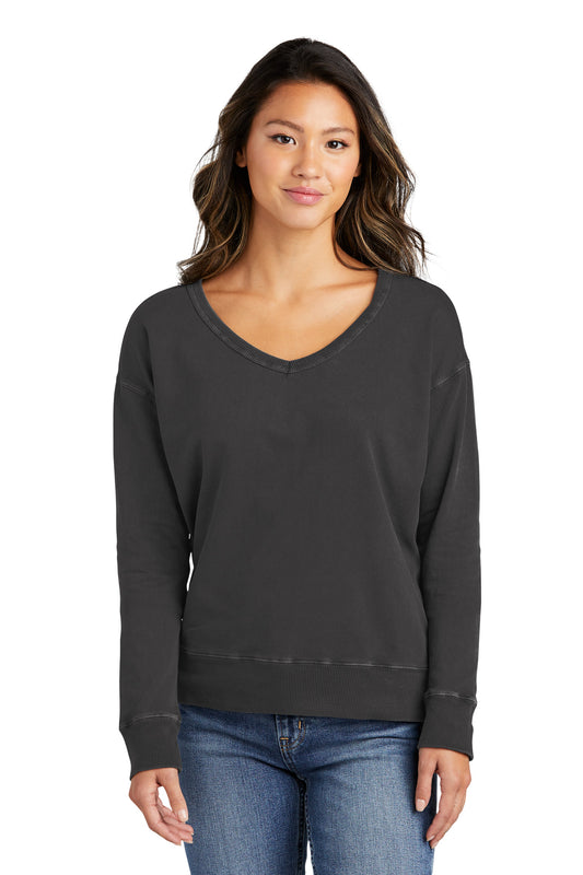 Port & Company ®  Women's Beach Wash ®  Garment-Dyed V-Neck Sweatshirt LPC098V