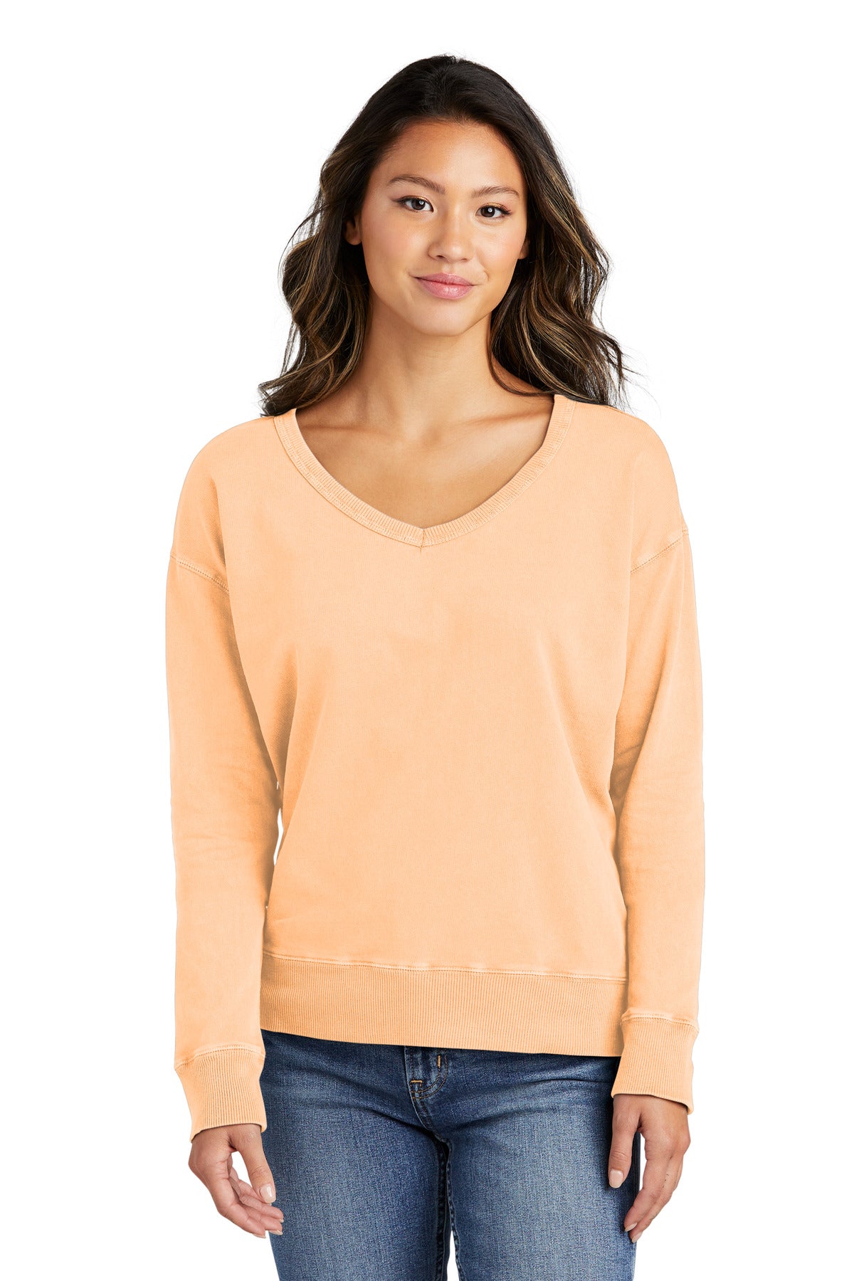 Port & Company ®  Women's Beach Wash ®  Garment-Dyed V-Neck Sweatshirt LPC098V