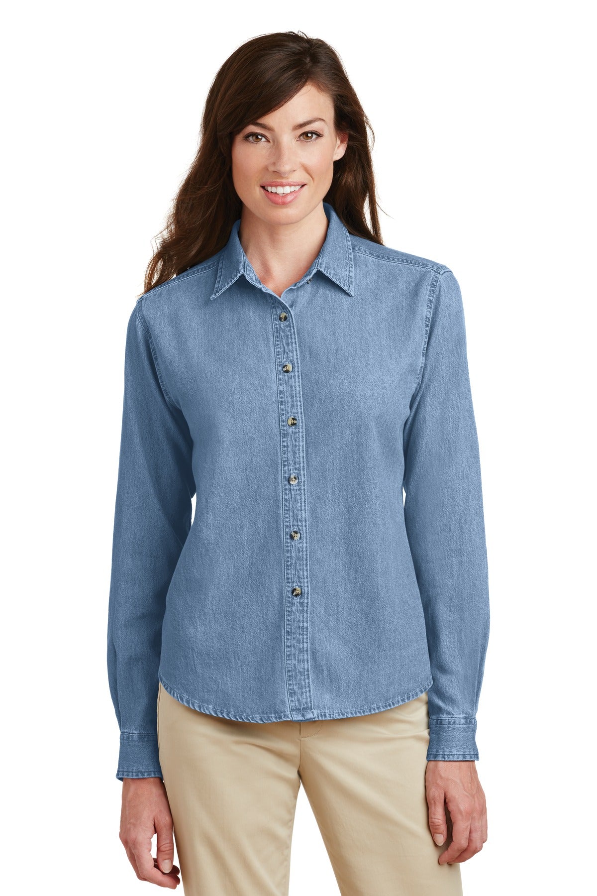 Port & Company ®  Women's Long Sleeve Value Denim Shirt.  LSP10