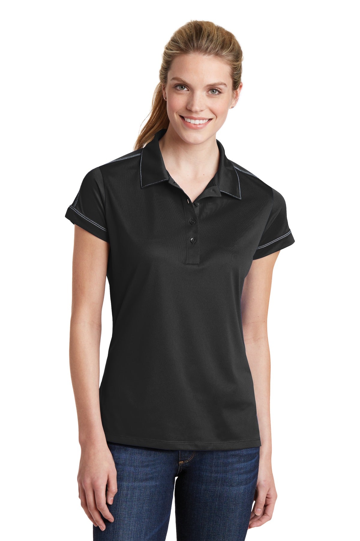 Sport-Tek ®  Women's Contrast Stitch Micropique Sport-Wick® Polo. LST659