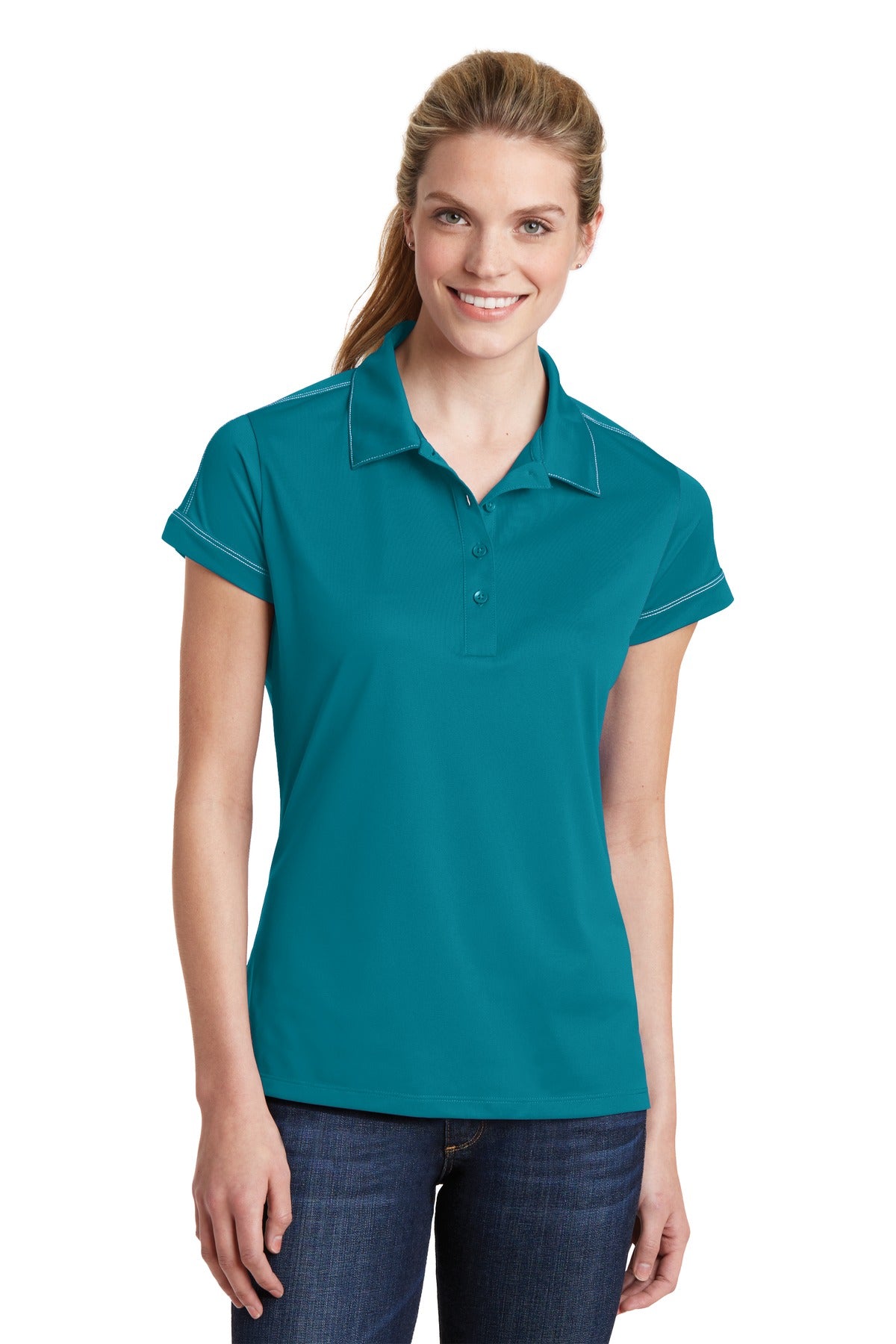 Sport-Tek ®  Women's Contrast Stitch Micropique Sport-Wick® Polo. LST659