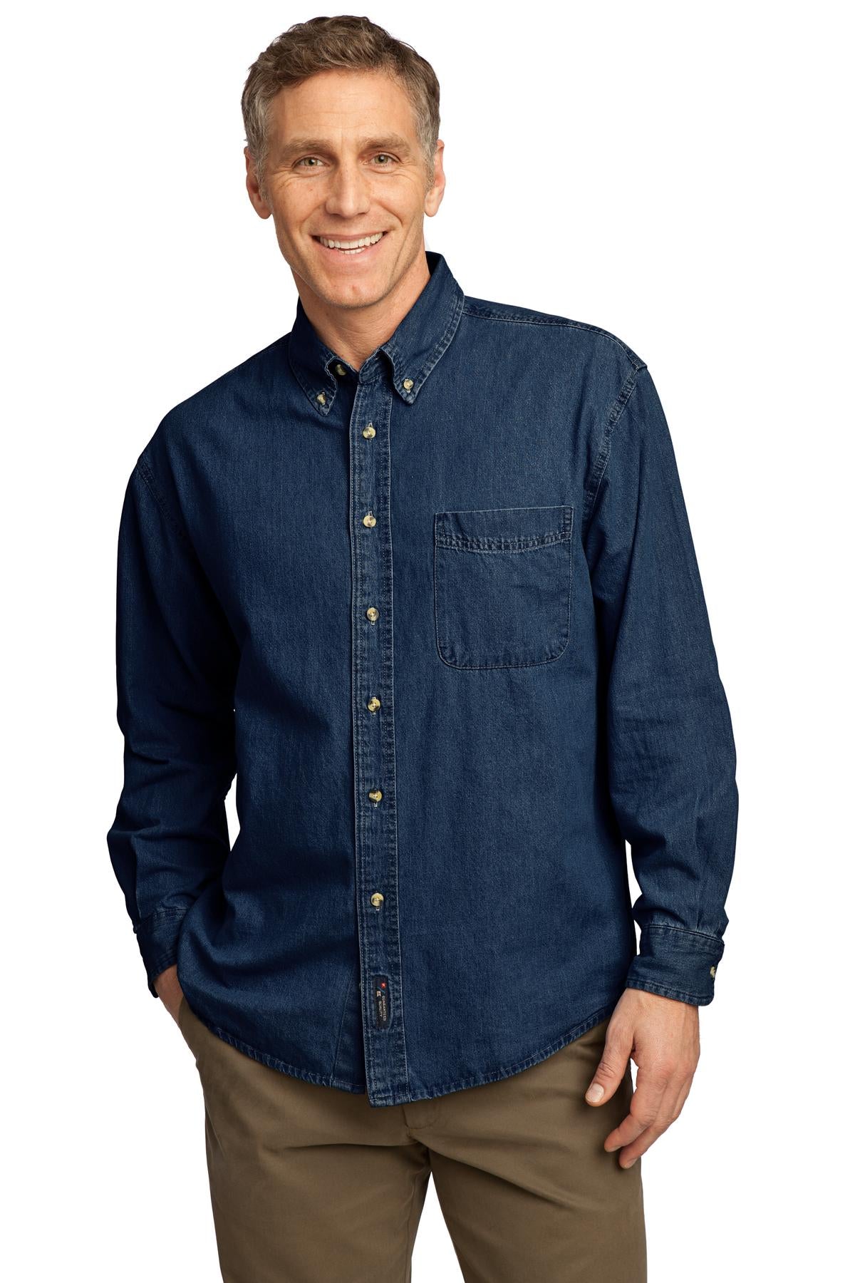 Port & Company ®  - Long Sleeve Value Denim Shirt. SP10